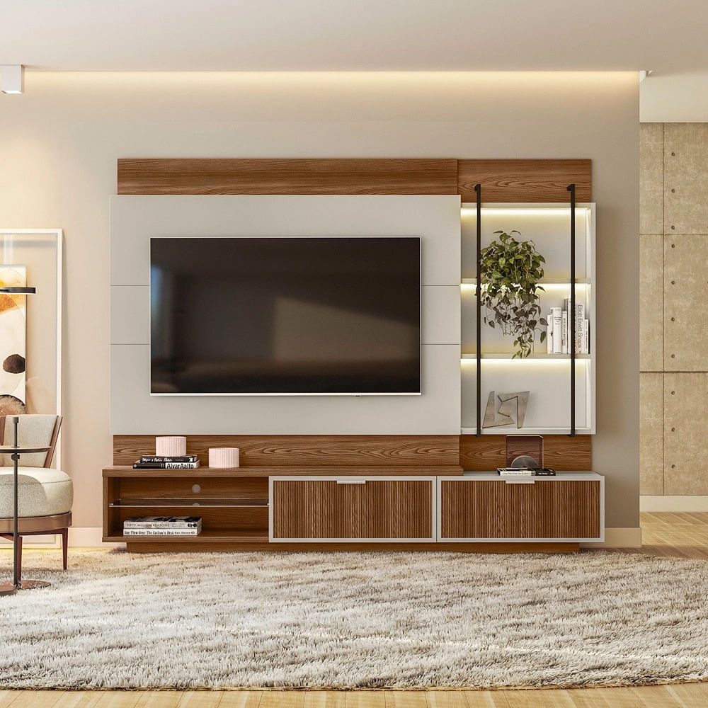 Estante Home Maceió 2,40m para TVs de até 70" Bel Air Móveis